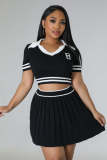 Short Sleeve Sports Pleated Skirt Sweater Suit OSM-4398