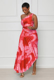 Plus Size Sexy One Shoulder Hollow Print Long Dress GFDY-1217