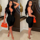 Solid Backless V Neck Romper BY-6329