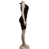 Solid Backless V Neck Romper BY-6329