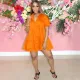Short Sleeve Solid Loose Shirt Dress HNIF-7057