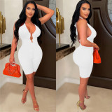 Solid Backless V Neck Romper BY-6329