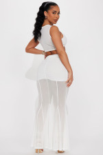 Mesh Patchwork Crop Tops And Mermaid Skirt 2 Piece Set ME-8367