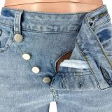 Plus Size Fashion Holes Tight Jeans CH-23049