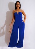 U-shaped Buckle Wrap Chest Wide Leg Jumpsuit TE-4628
