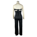 U-shaped Buckle Wrap Chest Wide Leg Jumpsuit TE-4628