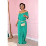 Plus Size Casual Solid Short Sleeve Long Dress TR-1015