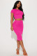 Fashion Solid Short Sleeve Skirts Two Piece Set YD-8745