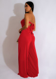 U-shaped Buckle Wrap Chest Wide Leg Jumpsuit TE-4628
