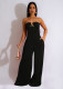 U-shaped Buckle Wrap Chest Wide Leg Jumpsuit TE-4628