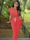 Solid Color Sleeveless Tight Two Piece Pants Set CL-6170