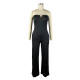 U-shaped Buckle Wrap Chest Wide Leg Jumpsuit TE-4628