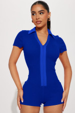 Casual Zipper Lapel Neck Romper YD-8744