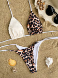 Sexy Print Color Block Tie Up Bikinis Two Piece  CASF-6371