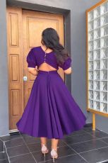 Solid Elegant Hollow Out Long Dress GYLY-10117