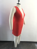 Plus Size Hot Drilling Mesh Patchwork Bodycon Dress OSM-5303