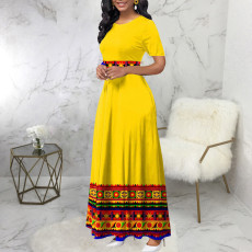 Plus Size Contrast Color Patchwork Maxi Dress GDNY-2222