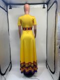 Plus Size Contrast Color Patchwork Maxi Dress GDNY-2222