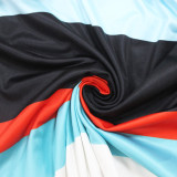 Short Sleeve Stripe Print Maxi Dress XHSY-19575