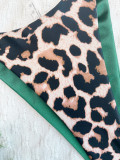 Sexy Print Color Block Tie Up Bikinis Two Piece  CASF-6371