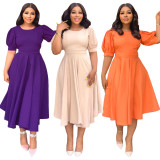 Solid Elegant Hollow Out Long Dress GYLY-10117