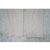 Solid Color O Neck Tops And Pants Tight 2 Piece Set YF-10514