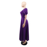 Solid Elegant Hollow Out Long Dress GYLY-10117
