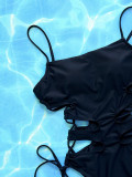 Solid Hollow Out Bandage One Piece Swimsuit CSYZ-A22HY