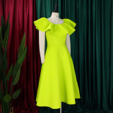 Plus Size Fashion Ruffle Party Dress GATE-D367