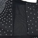Mesh Hot Drill Sleeveless Mini Dress BY-6368