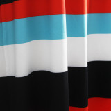 Short Sleeve Stripe Print Maxi Dress XHSY-19575