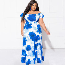 Plus Size Print Long Dress NNWF-7846