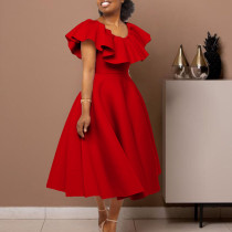 Plus Size Fashion Ruffle Party Dress GATE-D367