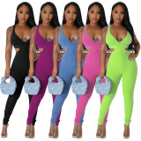 Sexy Sleeveless V Neck Tight Jumpsuit YF-10515