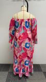 Plus Size One Shoulder Print Maxi Dress NY-10465