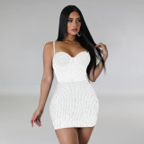 Mesh Hot Drill Sleeveless Mini Dress BY-6368