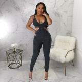 Sexy Sleeveless V Neck Tight Jumpsuit YF-10515