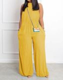 Solid Color Sleeveless Wide Leg Jumpsuit GDNY-2220
