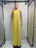 Solid Color Sleeveless Wide Leg Jumpsuit GDNY-2220