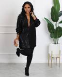 Solid Color Sequin Loose Shirt Dress BGN-275
