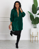 Solid Color Sequin Loose Shirt Dress BGN-275