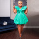 Plus Size V Neck Solid Color Mini Dress NNWF-7838