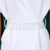 Plus Size Fashion V-neck Sexy Midi Dress With Belt GATE-D366
