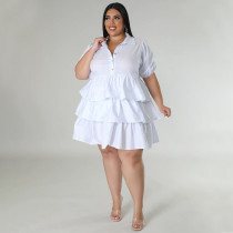 Plus Size Solid Loose Casual Dress NNWF-7851