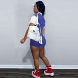 Color Blocking Short Sleeve Romper FOSF-8363