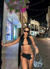 Sexy Tie Up Backless Bandage Two Piece Skirts Set LSL-6515