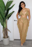 Sexy Knit Tassel Hollow Out Two Piece Pant Sets ZSD-0225