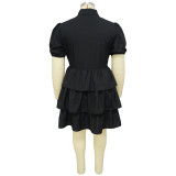 Plus Size Solid Loose Casual Dress NNWF-7851