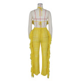 Sexy Knit Tassel Hollow Out Two Piece Pant Sets ZSD-0225