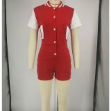 Color Blocking Short Sleeve Romper FOSF-8363